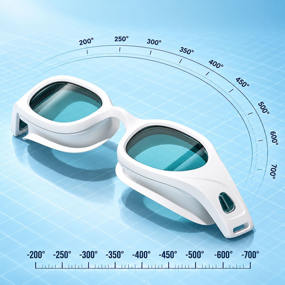 Óculos de Natação com Grau e Lentes Transparentes com Tratamento Antiembaçante - Visão Clara na Piscina