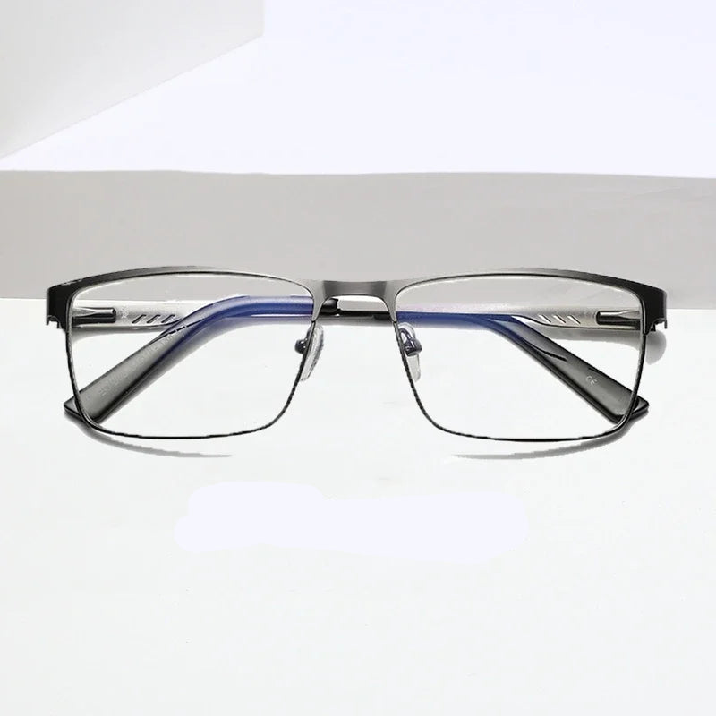Óculos armação quadrada de metal e proteção contra luz azul - conforto para os olhos